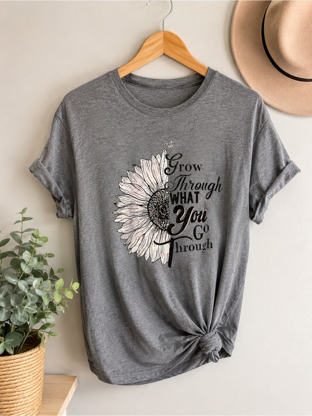 Maurices Gray Sunflower Graphic Tee - Inspirational Script